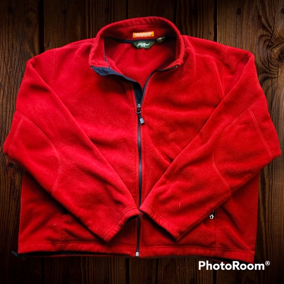 Eddie Bauer Full Zip Men's Fleece PolarTec WindPro Red Jacket XXL Pockets - Picture 1 of 10